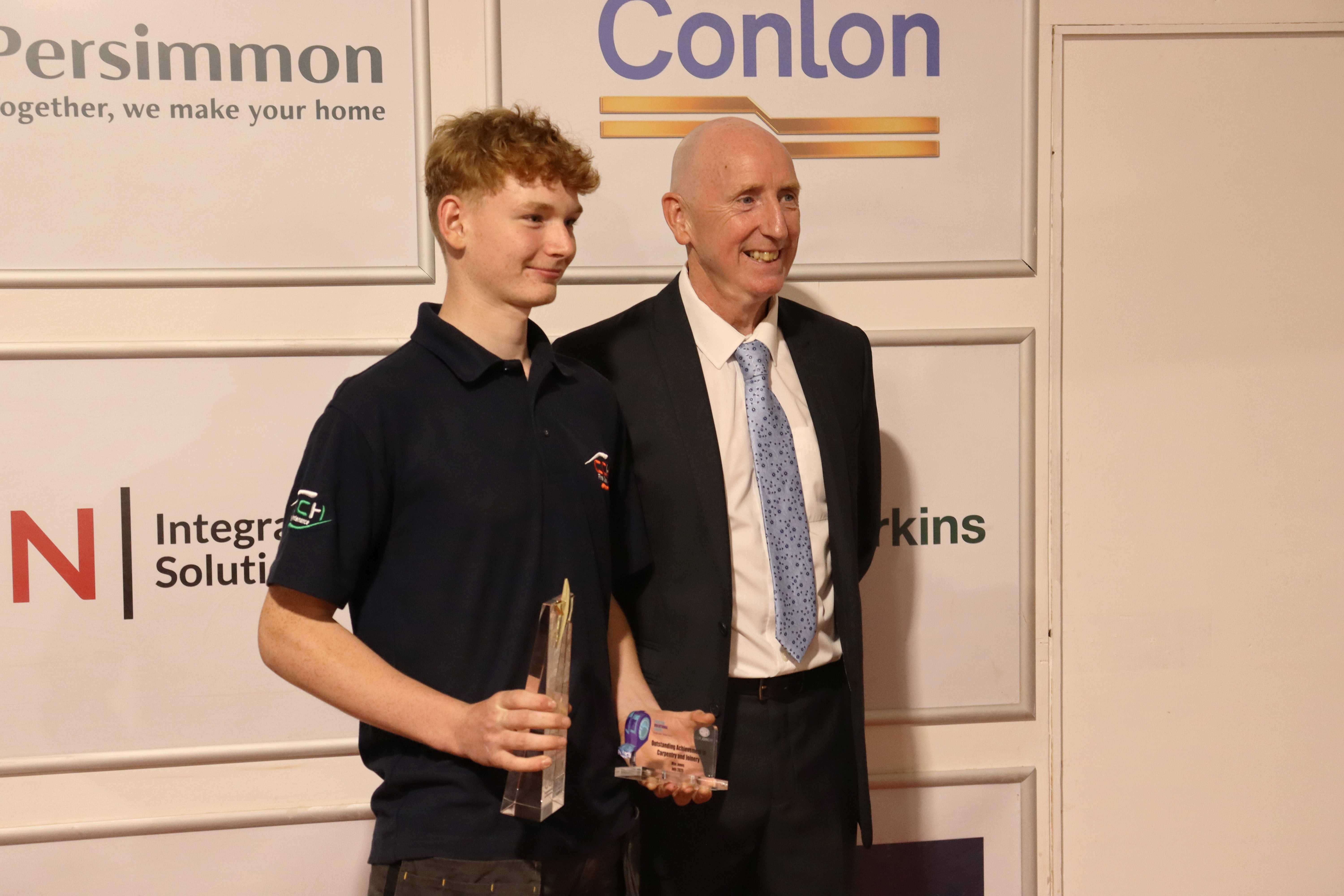 Double award winning student with Centre Manager, Martin Grayston
